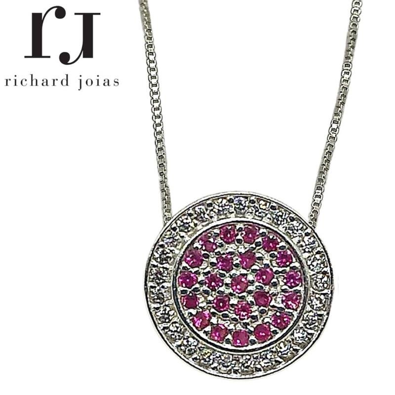 CONJUNTO DE PRATA 925 C/CORRENTE VENEZIANA 45CM E 49 PEDRAS MUDA COR CENTRAL LATERAL CRISTAL