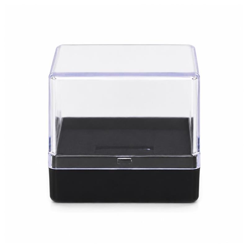 ESTOJO PARA ALIANÇAS OU ANÉIS EM ACRÍLICO / PRETO COM CRISTAL TRANSPARENTE