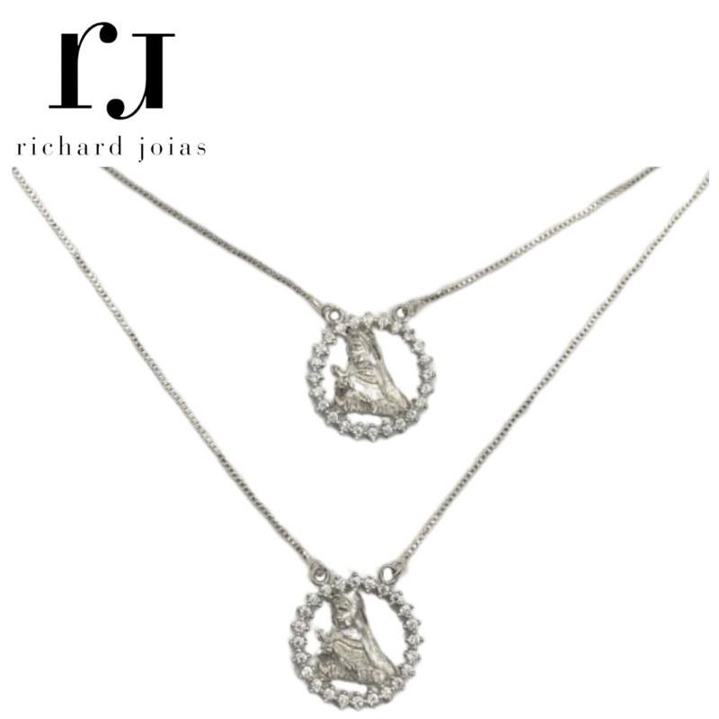 ESCAPULÁRIO DE PRATA 925 SANTA RITA DE CÁSSIA C/ CORRENTE VENEZIANA 60CM